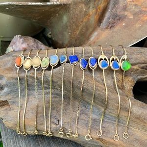 Genuine sea glass golden charm bracelet